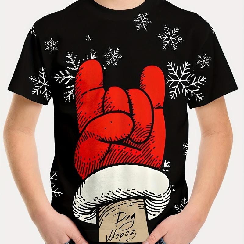 Kinder Weihnachtsmann Bedruckte Neujahrs T-Shirts Jungen Bequemes Mode Top Kurzarm