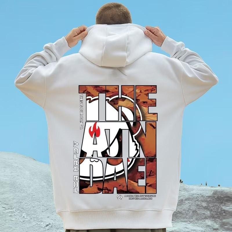 Men Oversized Pullover Hoodie Fashion Loose American Street Style Angry Panda Print Long Sleeve Couple Clothes