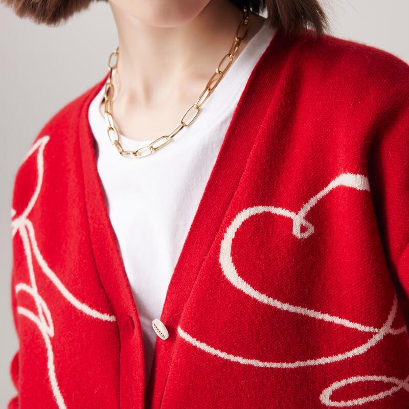 PALUOPO Women's 100% Cashmere Jacquard Knit Cardigan