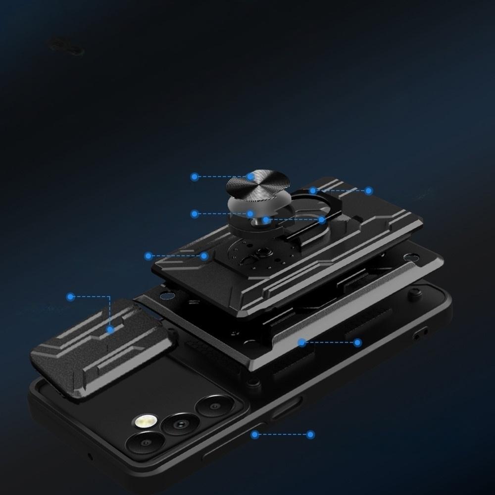 Armored Case for Samsung Galaxy A05s, Camera Slide Card Slot, Black