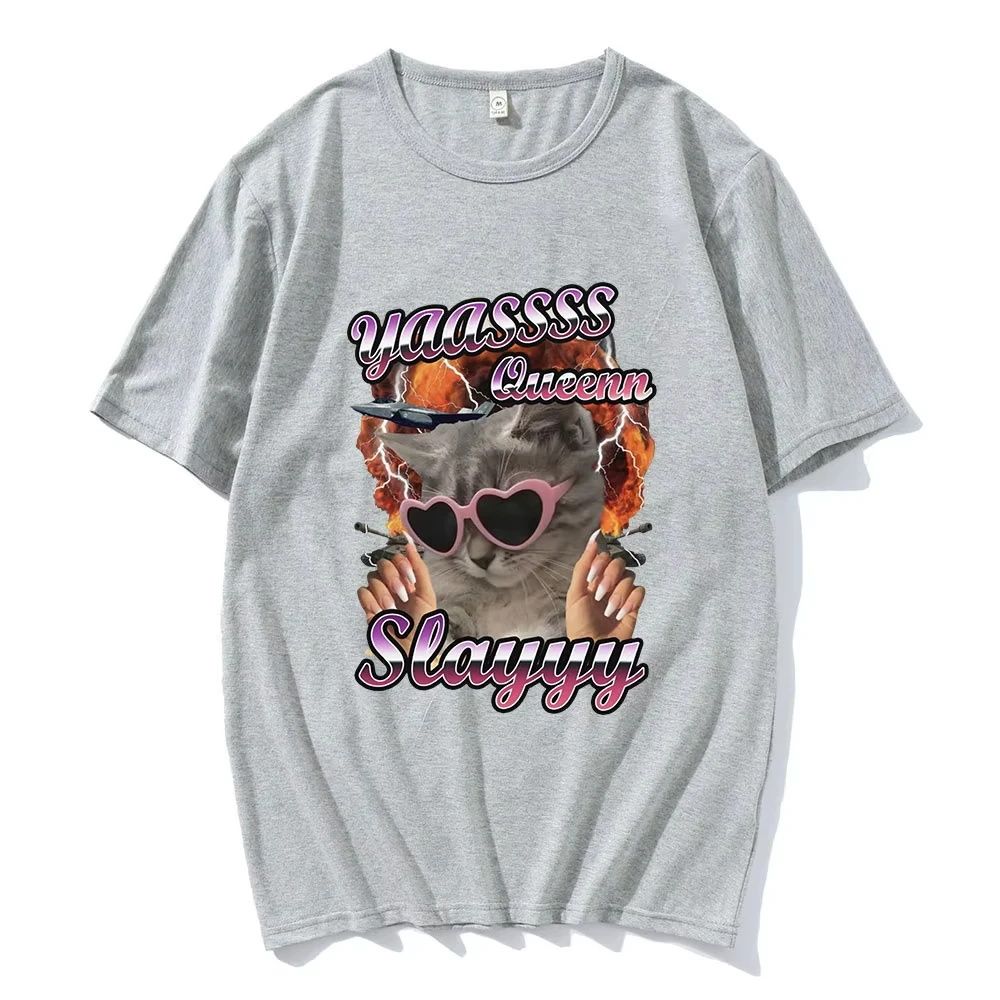 

Fun Cat Men s Printed Short Sleeve Summer Casual Versatile Street Atmosphere T-Shirt Cool Breathable Oversized Top 4XL