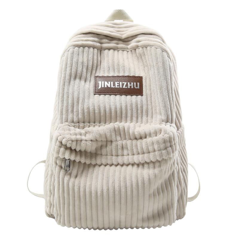 

High Appearance Level Schoolbag, Retro Striped Backpack, Lightweight Travel, Large-capacity Backpack білий