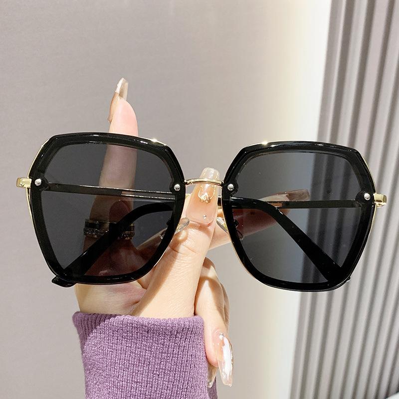 Sunglasses women s polygon new high-end ins sunglasses UV protection big face thin