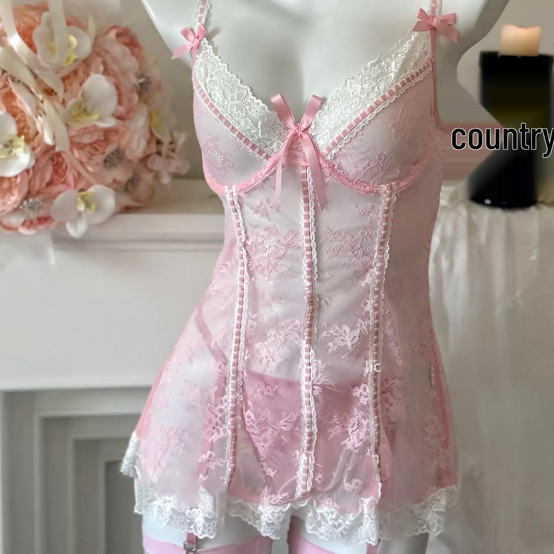 

Rose Cloud Silky Lace Underwire Camisole Nightgown - Sexy Sheer Date Night Wear for Women XL [110-150 lbs]