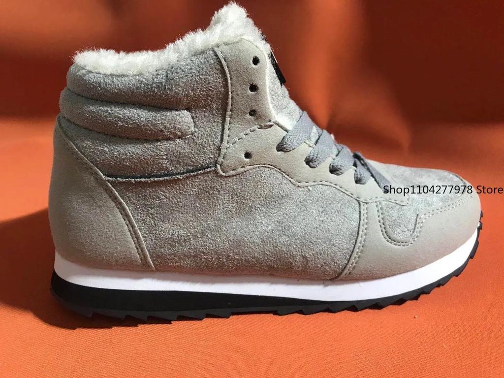 Fashion Plus Size 48 Winter Snow Boots Men Plush Warm Women Boots Suede Leather Ankle Boot Comfortable Light Couple Waterproof Sneakers