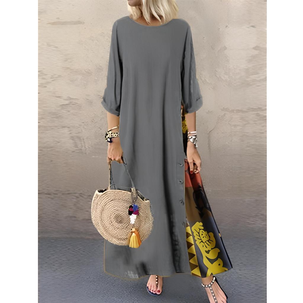 Plus Size Maxi Dress for Women Floral Loose Big Swing Half Sleeve Casual Holiday Robe Long Vestidos
