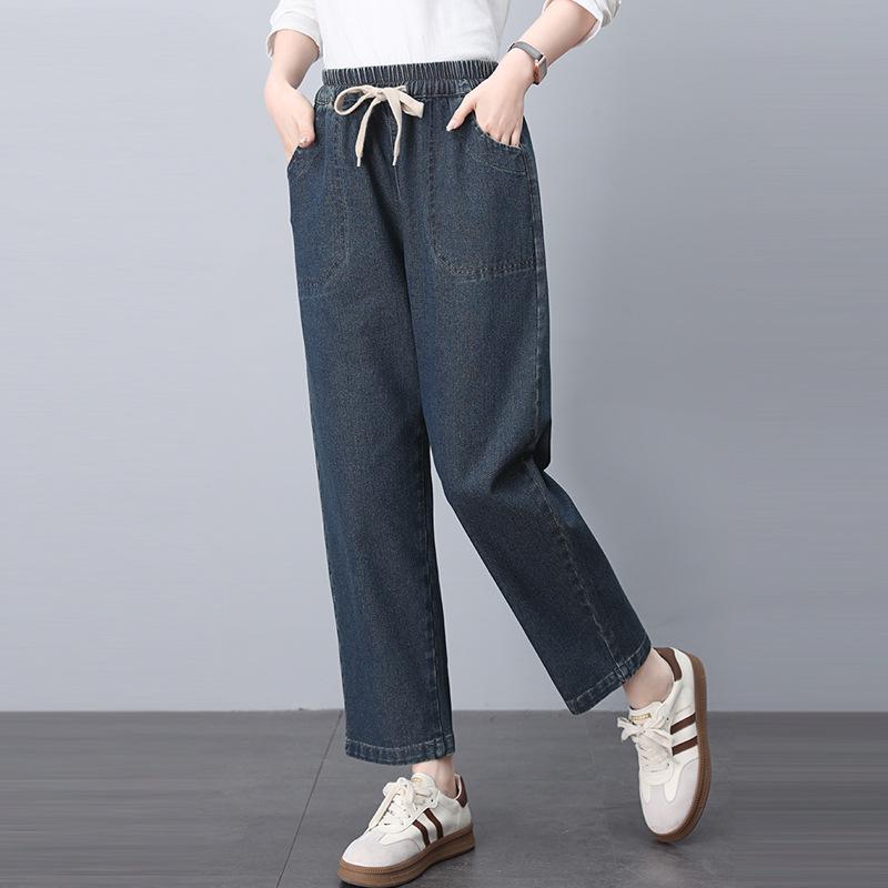 

Women s European Style Petite Jeans, Slim & Tall Look, Casual Long Pants for Spring & Autumn 2025 Large джинсовий синього кольору