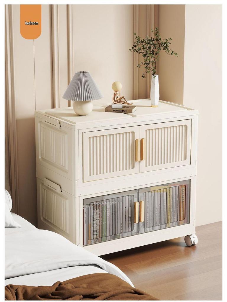 Foldable Multi-Layer Plastic Storage Cabinet - Dustproof Organizer for Toys, Snacks, and Miscellaneous Items