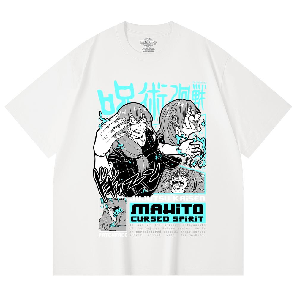 230 g/m² 100 % Baumwolle Jujutsu Kaisen V63 Mahito Print Unisex Schweres Baumwoll-T-Shirt