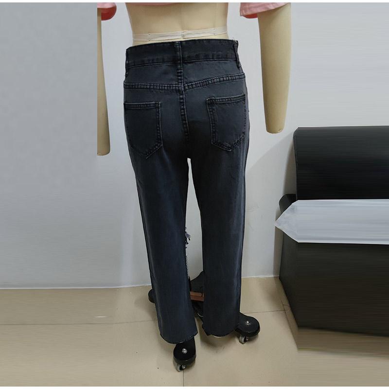 Ripped Vintage Women's Jeans Distressed Streetwear Hole Hip Hop High Waist Pants Fashion Straight Denim Trousers Summer Jean
