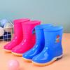 Children's Cartoon Mid-Calf Non-Slip Waterproof Rain Boots, Comfortable with Cotton Lining for School Wear