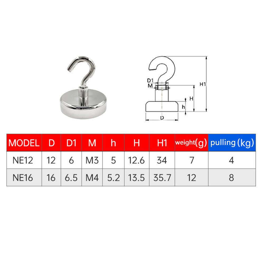 10PCS Metal Magnetic Hooks Powerful Heavy Duty Wall-mounted Hook Screw In Bathroom Accessories Suction Storage Hooks
