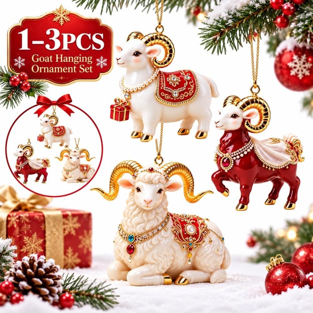 Set di Ornamenti Appesi Capra Brillante Decorazione Animale Piatta 2D da Appendere Decorazione Festa Festiva