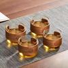 Elegant Heat-Resistant Glass Tea Cup with Wood Card - Perfect for Home Use and Guest Reception