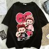 Cartoon Short Sleeve's Street Trend Hip Hop Clothing Pop-Mart Labubu Fashion T-Shirt Women Anime