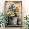 Metal Wall Art Decor Vintage Succulent Botanical Poster for Living Room
