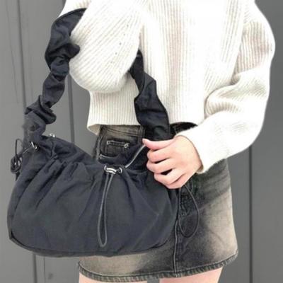 New Arrivals Open Run Women Simple Solid Color Ruched Strap Shoulder Bag