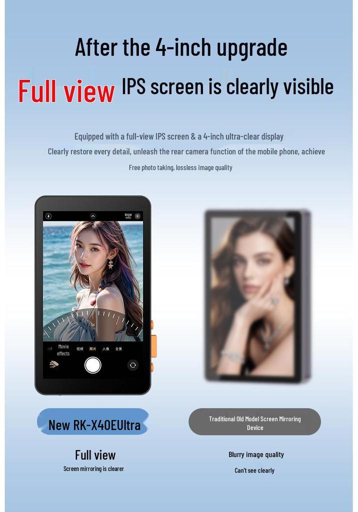 Magnetic Rear Selfie Mirror with Wide Angle & Focus, Live Streaming Assistant