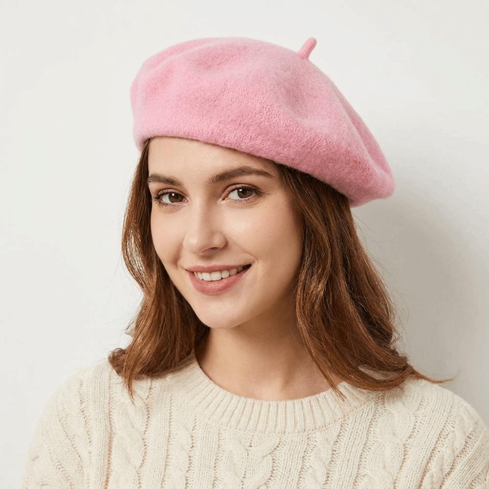 Soft Beret Hat Knitted Beanie Cap Streetwear Wool Painter Hat Daily Outfit