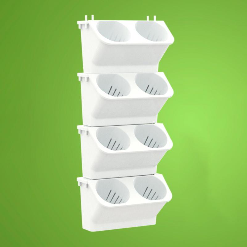 4PCS Flower Pots Wall Hanging Planters Stackable Planter Garden Plastic Pots Vertical Succulents Plant Home Balcony Decoration 24X14X57CM белый