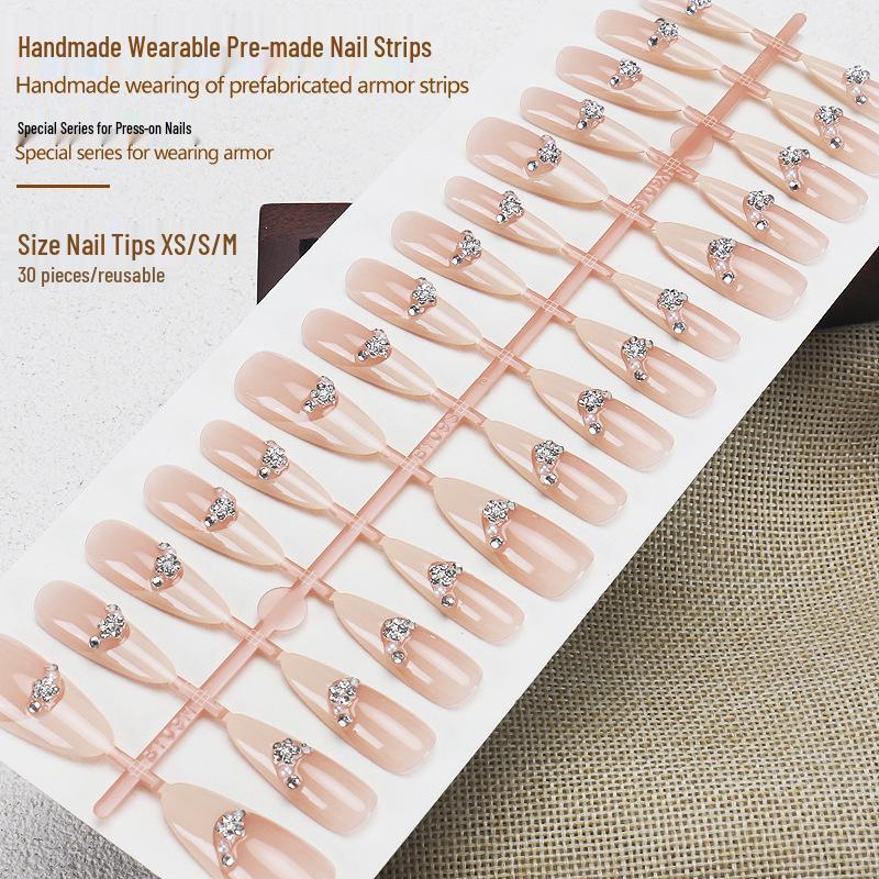 

Inspired Style: High-End Handmade Almond Press-On Nails - Water Brick Blush, Minimalist French Pure Desire Nail Tips