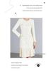 Beige French Style Pleated Long Sleeve Dress for Women - 2025 Elegant Slimming Design
