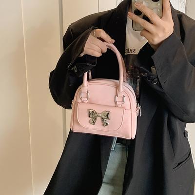 Fashionable Bow Decoration Small Bag for Women Hand Designer Luxury Brand PU Leather Shoulder Bag Lady Solid Color Crossbody Bag