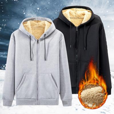 Cardigan Hanorac cu Mânecă Lungă, Buzunare cu Șnur, Închidere cu Fermoar, Bărbați, Toamnă Iarnă, Culoare Solidă, Căptușeală Fleece, Jachetă cu Glugă, Streetwear