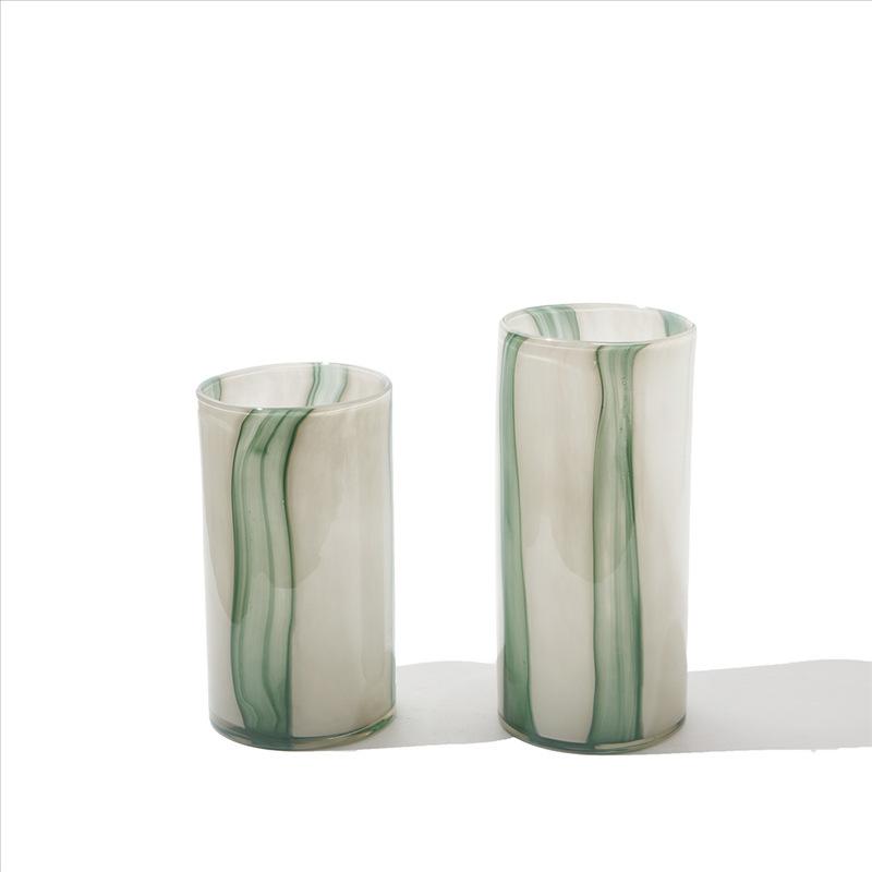 Luxury Striped Glass Vase for Living Room Tabletop Flower Arrangement Decor