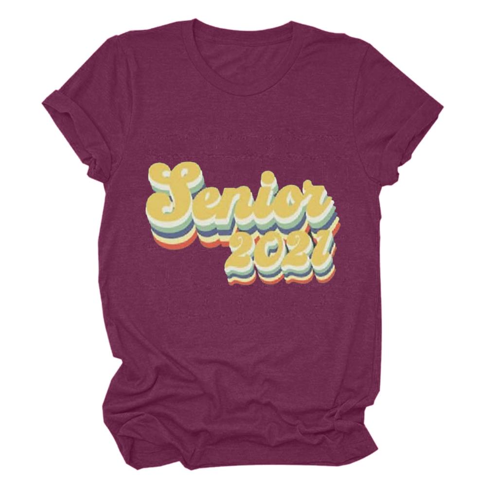 Women Casual Letters Print Shirt  Short Sleeve Tee Tops Tunic