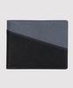 Matt [Diagonal] Saffiano Leather Men'S Bifold Wallet Black + Gray