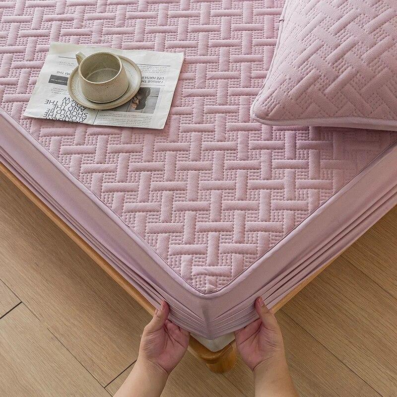 Soybean Fiber Thicken Mattress Protector Cover for Twin/Double/Full/Queen/King Beds Cotton Elastic Fitted Sheet Soft Bed Covers