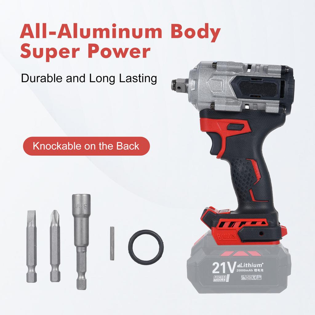 2 in 1 Cordless Impact Wrench Hammer 750Ft lbs (1000N.m) 21V 3000RPM Brushless Electric Impact Wrench with 2 Sockets
