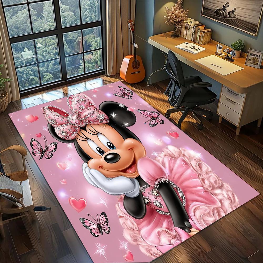 Cute Mickey Minnie Mouse Polka Dot Rug Carpet Large Area Rug Non Slip Washable Floor Mat Gamer Room Bedroom Home Decor