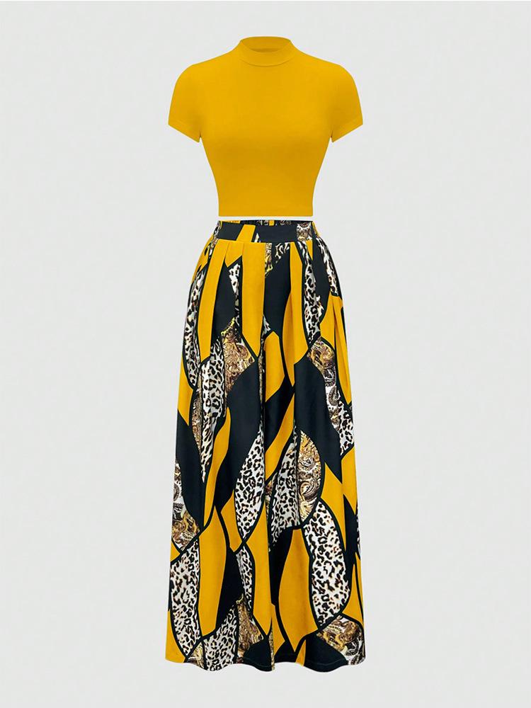 Women's Sleeveless Printed Fashion Set with Versatile Wide-Leg Pants