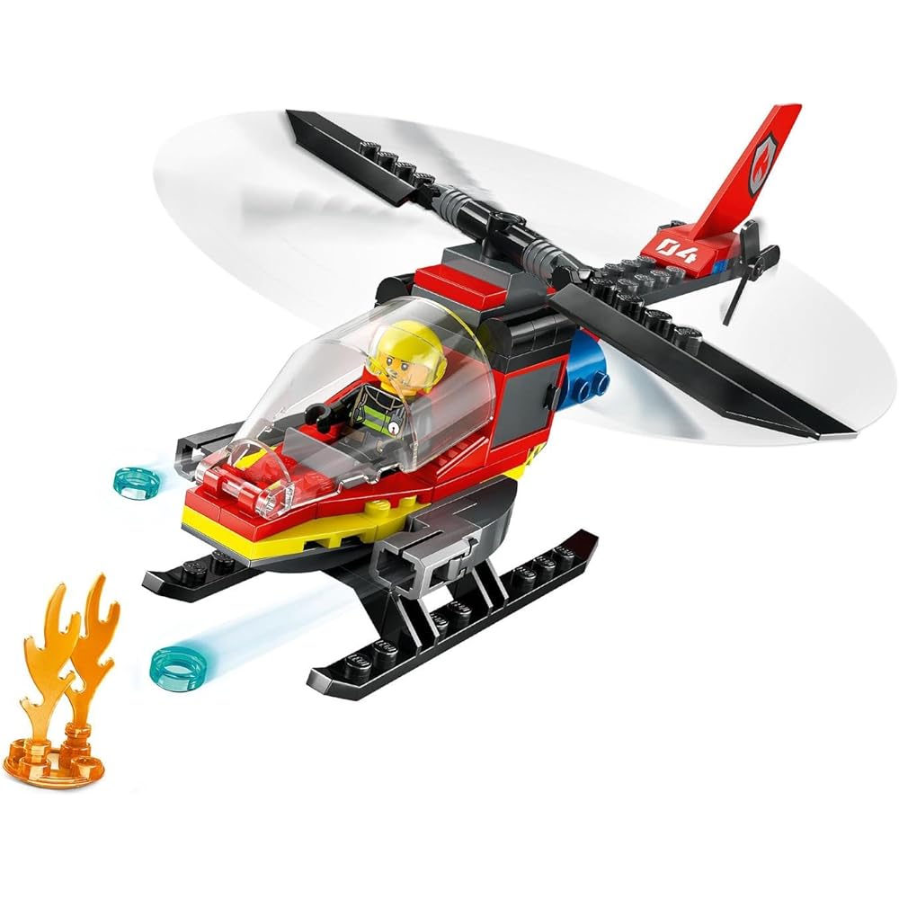 LEGO City Fire Rescue Helicopter Toy Building Blocks for Kids Ages 5-8 Educational Gift Vehicle 60411