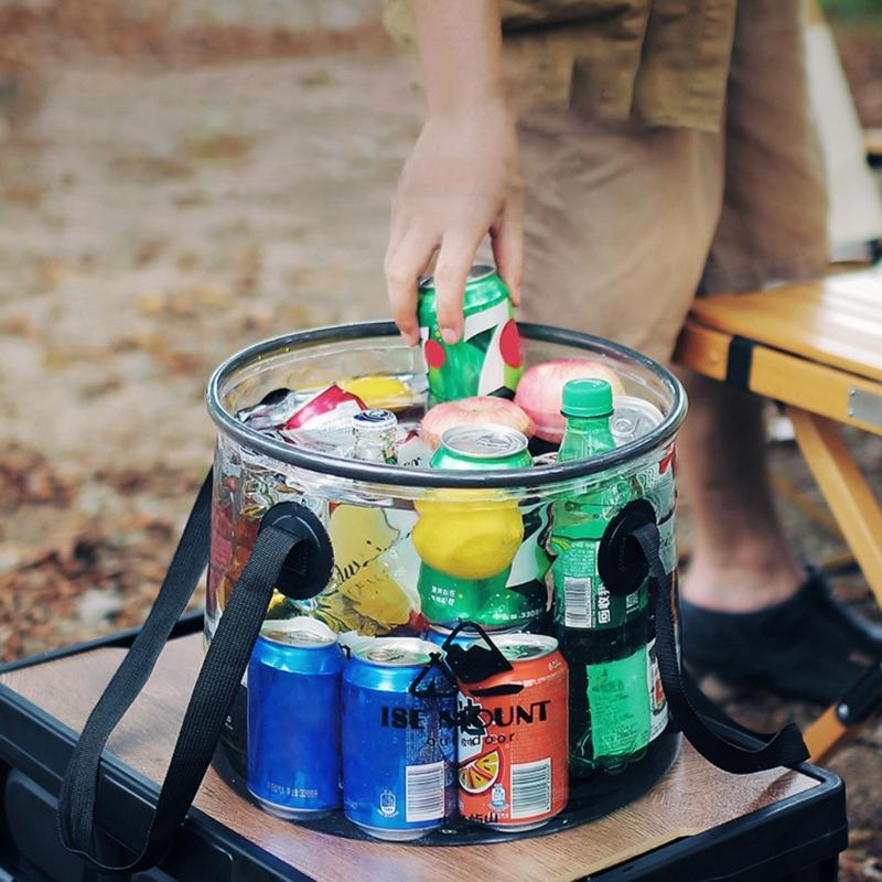 Portable Clear Folding Bucket Lightweight Collapsible Small Bucket Space Saving