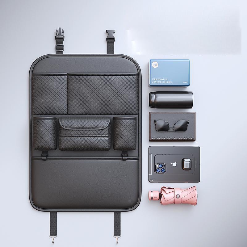 Car Seat Back leather Organizer High-Capacity Multi-functional Multi-Pocket Backseat Storage Bag Wear-Resistant Anti Kick Mat