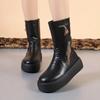 Fashion Ladies Shoes 2024 High Quality Back Zip Women's Boots Fashion Metal Decoration Modern Boots Women Winter Tassel Mid-Calf Boots
