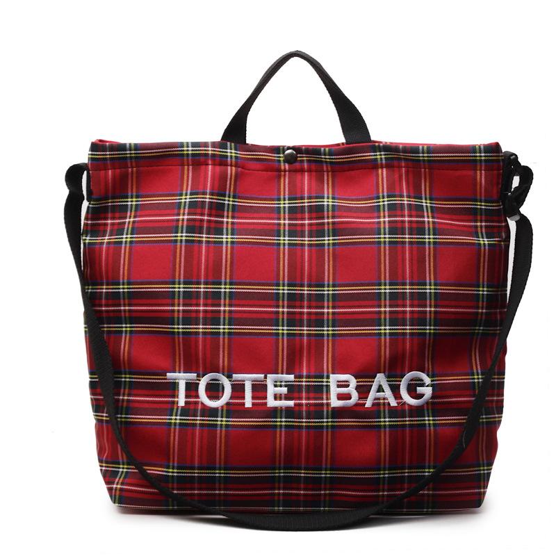 Canvas Bag Shoulder Bag Large Capacity Women's Retro New Shopping Bag Bag Plaid Bag Versatile Commuter