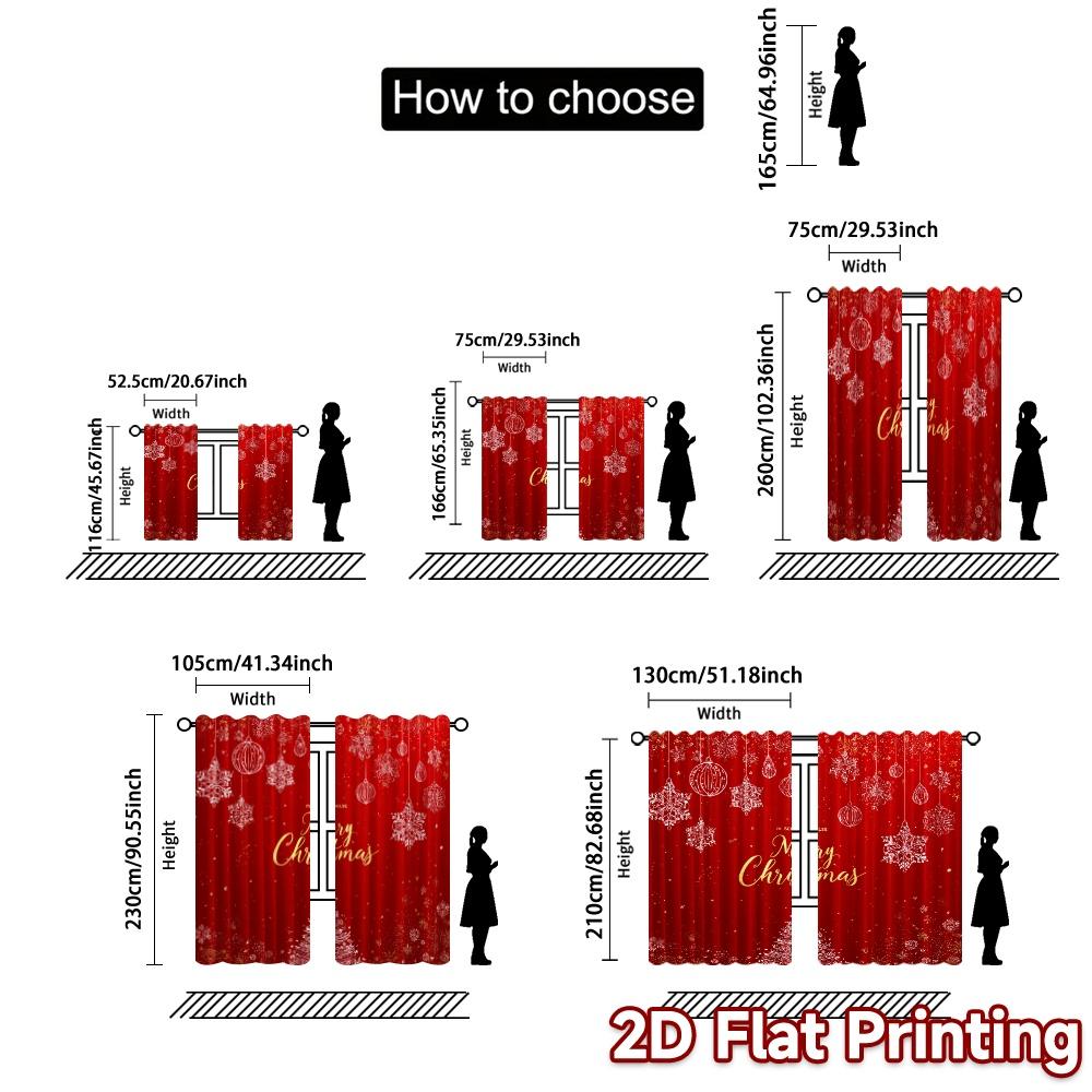 2D Flat Printing  JIT 2pcs   Curtains (Without Rod) Festive Wonderland(1) Popular Window Curtain Fabric Curtains Versatile All