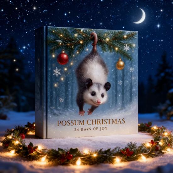 Calendario de Adviento de Zarigüeya 24 Días de Alegría Adorno Acrílico para Decoración de Árbol Caja Festiva de Cuenta Atrás para Niños y Amantes de los Animales