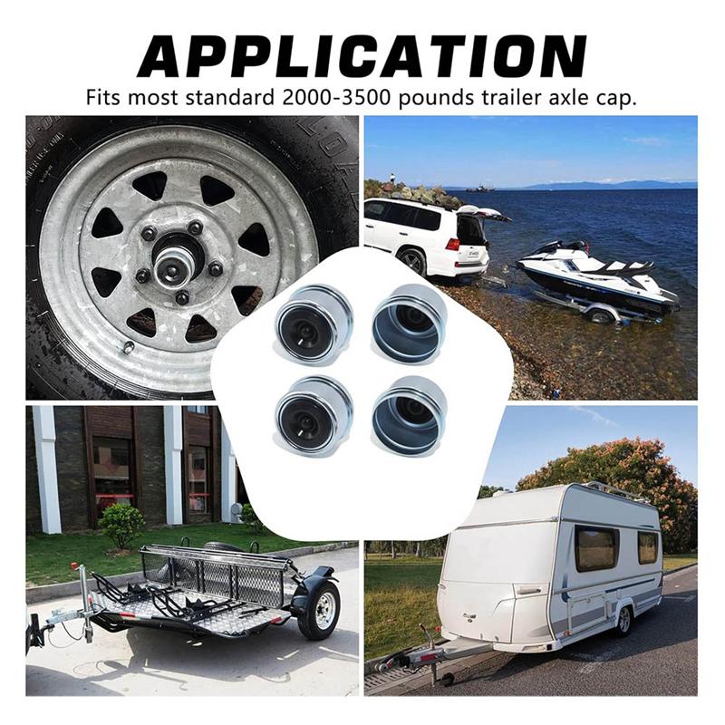 Rubber Plugs& Tallation Tool Included 1.98" Trailer Hub Caps(4PCS) Snug-Fit,Rust-Resistant Bearing Dust Caps