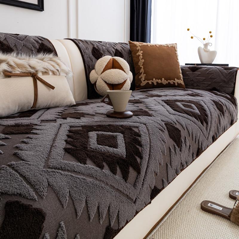 

Новый чехол для дивана в марокканском стиле, утолщенный плюшевый винтажный удобный диванный коврик для гостиной, противоскользящая защита, ковры 90x160cm серый