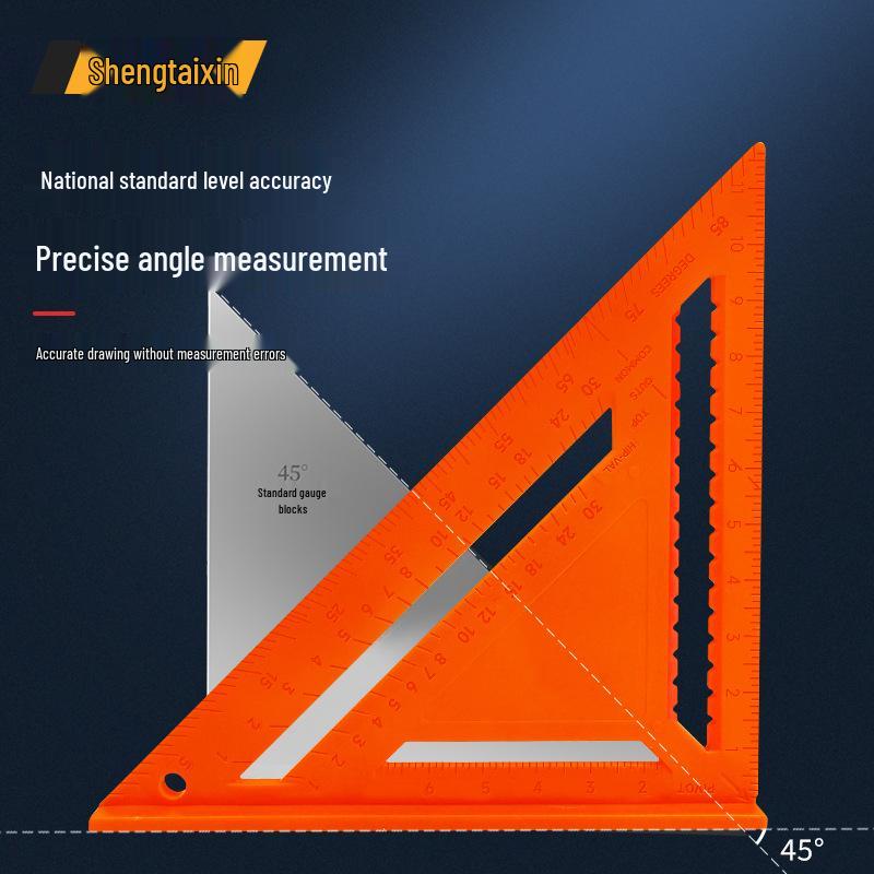 High Precision 90° Woodworking Triangle Ruler with 45° Thickened Board