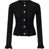 French Elegant Daily Commuting Dating Outfit Trendy Travel Gathering Light Luxury Hollow Button Fitted Knit Sweater M21E2213