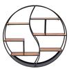 Round Wall Shelf - Divit - 6 Shelves - Diameter 68 Cm - Metal and Wood Structure