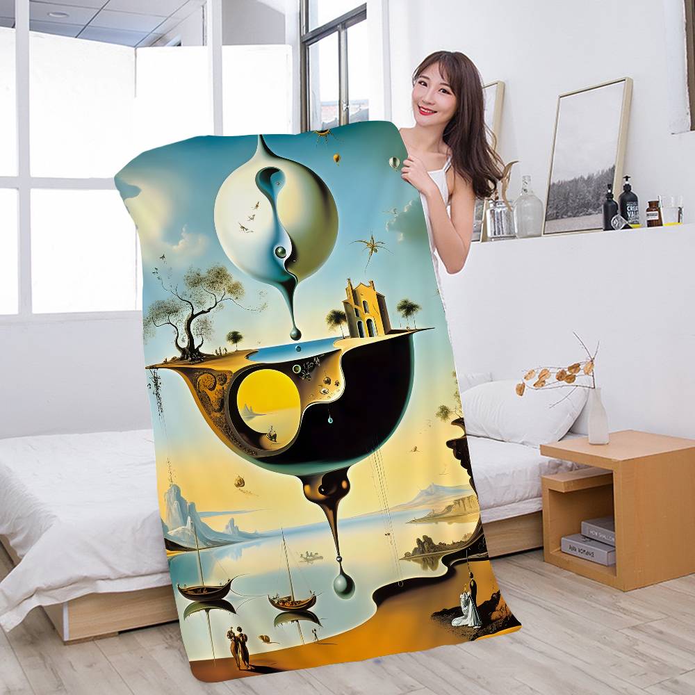 S-Salvador Dali Abstract Art Microfiber Printed Beach Towel Mountain Climbing Yoga Beach Swimming Running Absorbent Soft Towel