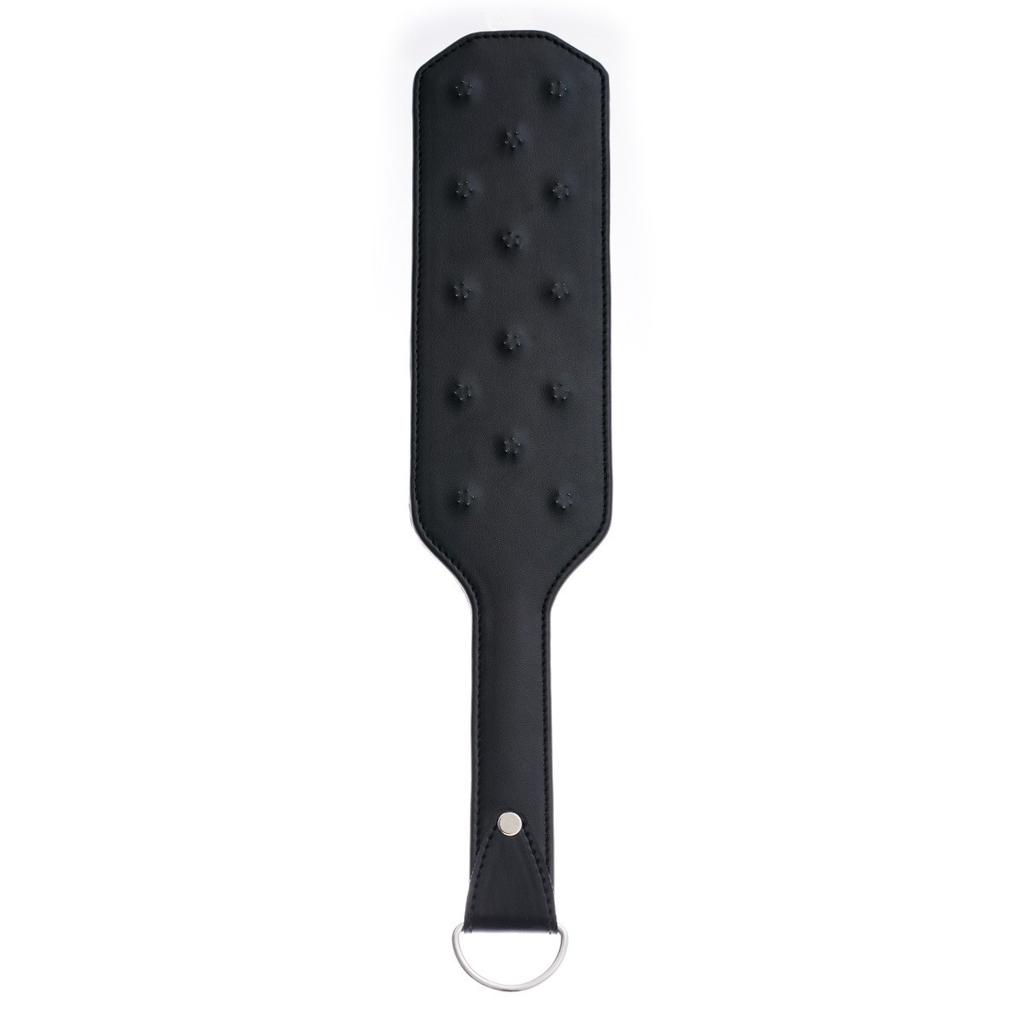Adult Game 38.5CM Enhance Pain Leather Stainless steel Spikes Spanking Paddle Slapper Whip Bdsm Bondage Flogger Whips Sex Toys