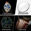 Luxury Men Wristwatch Quartz Waterproof Luminous Moon Phase Chronograph Leather Man Watch Male Reloj